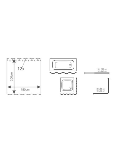 Dušas aizkars Blacky, 180x200cm, melns, vinils