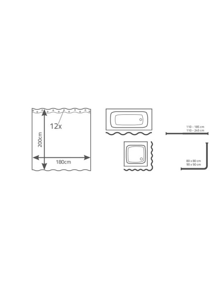 Dušas aizkars Crashed Ice, vinils,180x200cm Dušas aizkars Crashed Ice, vinils,180x200cm