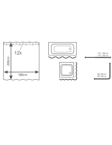 Dušas aizkars Dots 180x200cm, sudrabs vinils