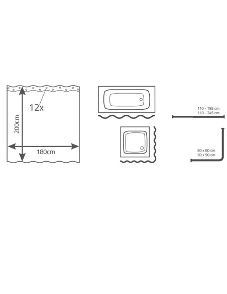 Dušas aizkars Dots 180x200cm, sudrabs vinils Dušas aizkars Dots 180x200cm, sudrabs vinils