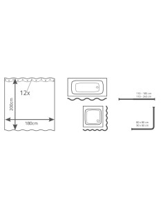 Dušas aizkars Pico, 180x200cm, zils, tekstils 2