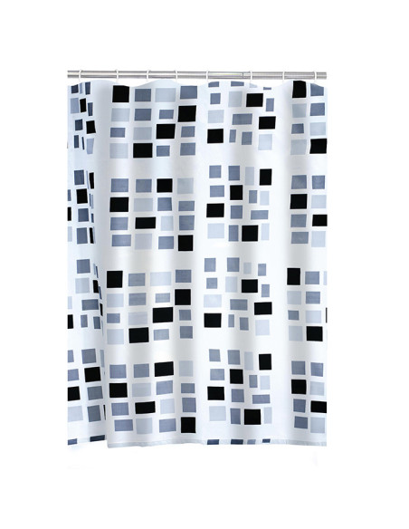 Dušas aizkars tekstila 180x200 cm Stones melns/pelēks