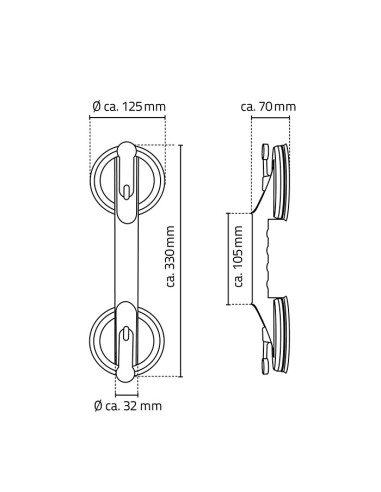 Rokturis vannas istabai ar 2 piesūcekņiem
