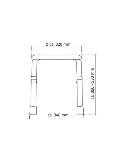 Taburete vannas istabai, ar regulējamo augstumu, apaļa