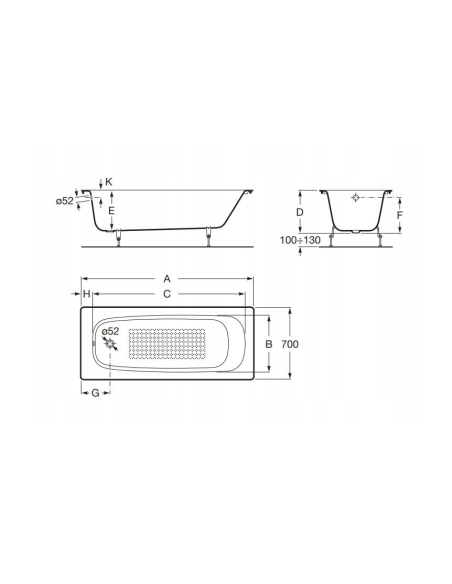Roca čuguna vanna Continental ar antislip virsmu - 6 Roca čuguna vanna Continental ar antislip virsmu - 6