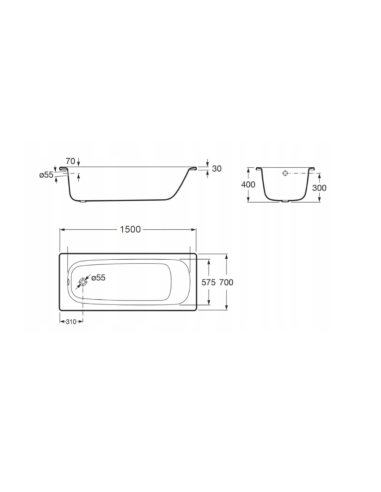 Roca čuguna vanna Continental ar antislip virsmu - 8