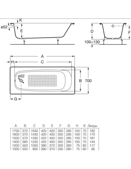 Roca čuguna vanna Continental ar antislip virsmu - 10 Roca čuguna vanna Continental ar antislip virsmu - 10