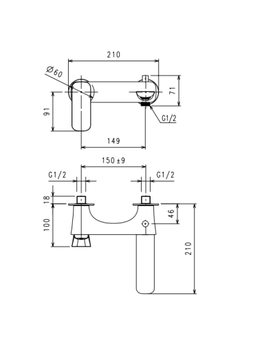 La Torre Wall Mounted Bath Faucet (Chrome) 44020S LAGHI - 1