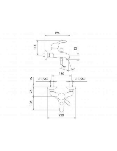Bath faucet compl. 8020 HR/MATTED ZEPHYR - 1