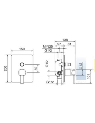 Shower faucet under-ceiling 28050 C, chrome JAVA - 2