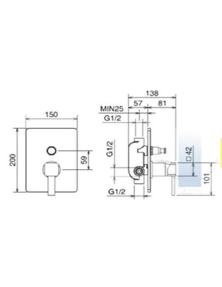 Shower faucet under-ceiling 28050 C, chrome JAVA - 2 Shower faucet under-ceiling 28050 C, chrome JAVA - 2