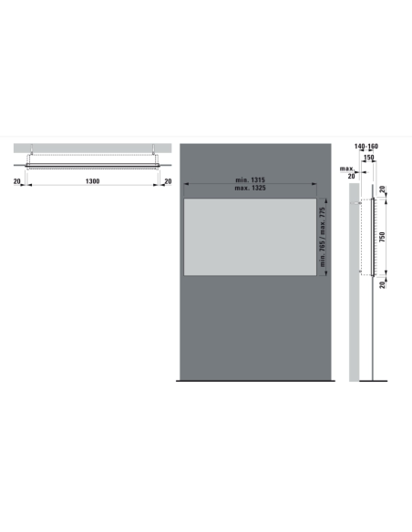 Laufen FRAME25 Spoguļa skapja uzstādīšanas rāmis un plāksne 130cm - 1 Laufen FRAME25 Spoguļa skapja uzstādīšanas rāmis un plāksne 130cm - 1