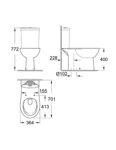 Grohe poda apakša BauCeramic, vertik. izvāds - 3