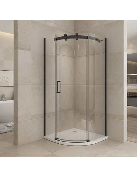 Dušas stūris GARDA, melns alumīnija rāmis, caurspīdīgs stikls - 1 Dušas stūris GARDA, melns alumīnija rāmis, caurspīdīgs stikls - 1