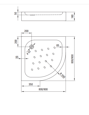 Dušas paliktnis akrila 90x90cm, KTA_053B, Funkia - 2
