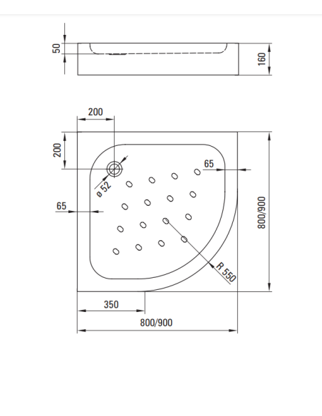 Dušas paliktnis akrila 90x90cm, KTA_053B, Funkia - 2