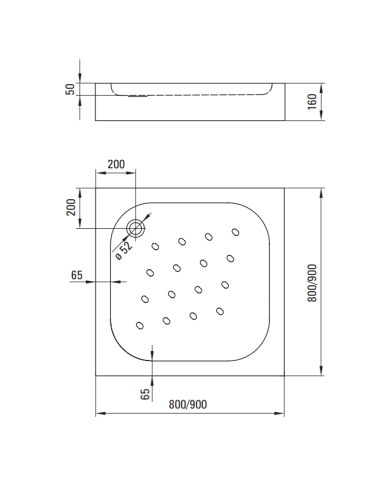 Dušas paliktnis akrila 90x90cm (kvadr.), KTC_041B, Funkia - 2