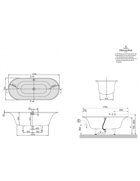 Villeroy & Boch akrila vanna Cetus UBQ170CEU2V-01 - 3