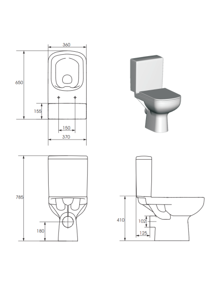 Cersanit Toilet new clean on Colour 011 0277001 with supply on the side - 5 Cersanit Toilet new clean on Colour 011 0277001 with supply on the side - 5