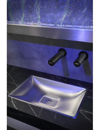 Automātisks pie sienas stiprināms nerūsējošā tērauda izlietnes krāns aukstam vai iepriekš sajauktam ūdenim, melns, 24 V DC