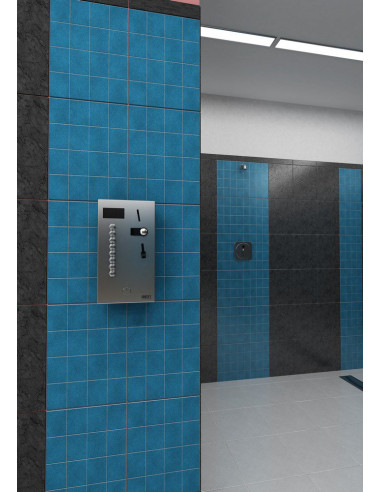 Monētu un žetonu dušas taimeris četrām līdz divpadsmit dušām, 24 V DC, dušas izvēle ar iekārtu, interaktīva vadība