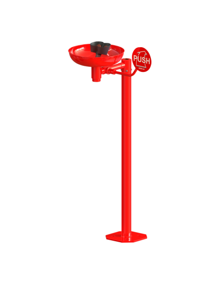 Brīvi stāvoša acu duša ar divām smidzināšanas galviņām, bļodu un palaišanas sviru Brīvi stāvoša acu duša ar divām smidzināšanas galviņām, bļodu un palaišanas sviru