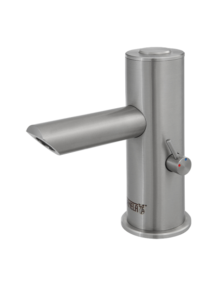 Pjezo nerūsējošā tērauda izlietnes maisītājs, garāks izejas svira, 24 V DC Pjezo nerūsējošā tērauda izlietnes maisītājs, garāks izejas svira, 24 V DC