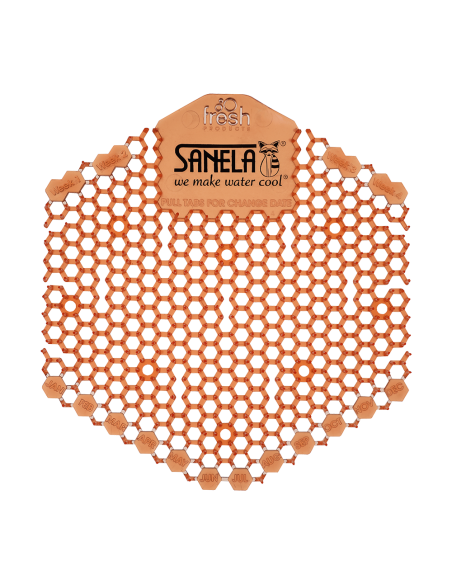 Plastmasas pisuāra ekrāns oranžā krāsā - mango smarža Plastmasas pisuāra ekrāns oranžā krāsā - mango smarža