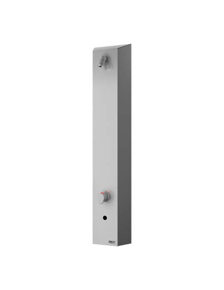 Nerūsējošā tērauda automātiskais dušas panelis ar termostata maisītāju, 24 V DC Nerūsējošā tērauda automātiskais dušas panelis ar termostata maisītāju, 24 V DC