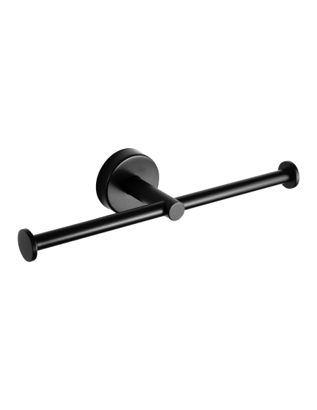 Nerūsējošā tērauda dubultais tualetes papīra turētājs, melna matēta apdare Nerūsējošā tērauda dubultais tualetes papīra turētājs, melna matēta apdare