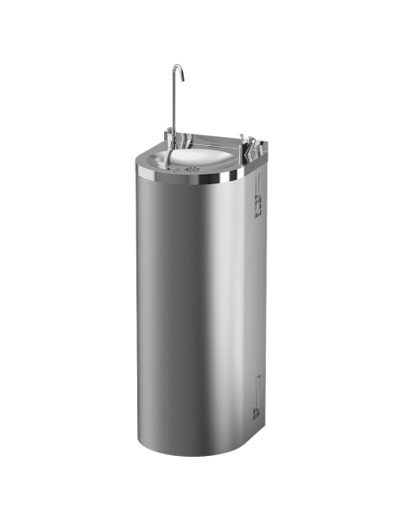 Nerūsējošā tērauda grīdā stiprināma dzeramā strūklaka ar pudeļu pildvielu Nerūsējošā tērauda grīdā stiprināma dzeramā strūklaka ar pudeļu pildvielu
