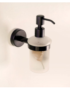 Nerūsējošā tērauda stikla ziepju dozators, melna matēta apdare 2