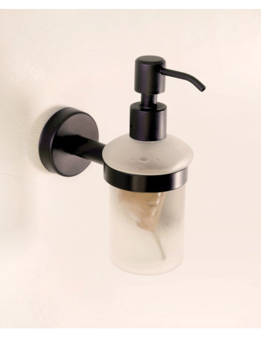 Nerūsējošā tērauda stikla ziepju dozators, melna matēta apdare