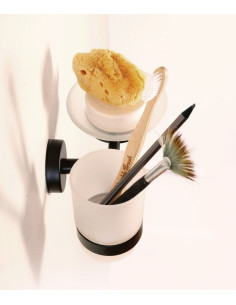 Nerūsējošā tērauda turētājs stiklam un ziepēm, melna matēta apdare 2