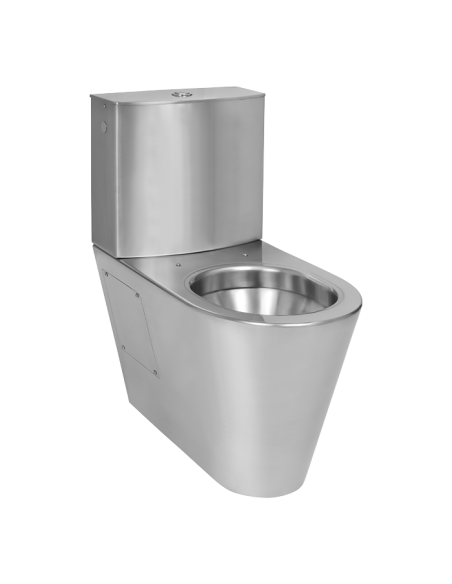 Nerūsējošā tērauda tualete ar tvertni ar apakšējo ūdens ieplūdi Nerūsējošā tērauda tualete ar tvertni ar apakšējo ūdens ieplūdi