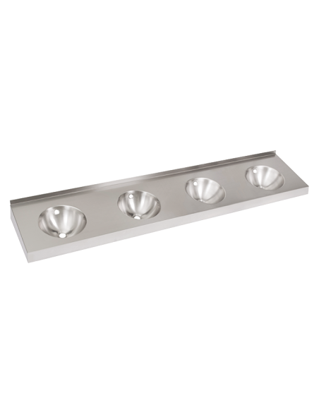 Nerūsējošā tērauda sienas izlietne (4 mazgāšanas vietas)