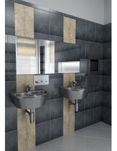 Nerūsējošā tērauda sienas izlietne ar krāna caurumu 2