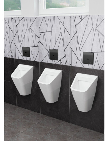 Pisuāra infrasarkanais skalošanas bloks ar montāžas kārbu un integrētu barošanas avotu, melns, 230 V maiņstrāva