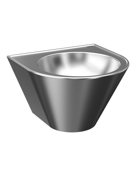 Vandālizturīga nerūsējošā tērauda sienas konusveida izlietne, Ø 320 mm Vandālizturīga nerūsējošā tērauda sienas konusveida izlietne, Ø 320 mm