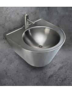 Vandālizturīga nerūsējošā tērauda sienas konusveida izlietne, Ø 360 mm 2