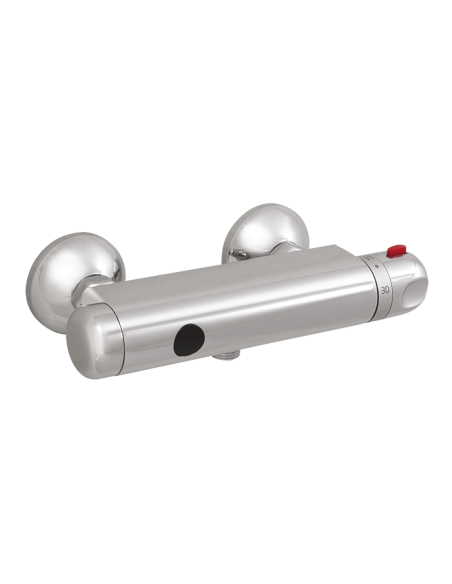 Pie sienas stiprināma dušas vadība ar termostata jaucējkrāsu, apakšējā izeja, 9 V