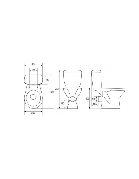Cersanit WC kompaktpods ar vāku, horiz.izvads MITO 010 - 1