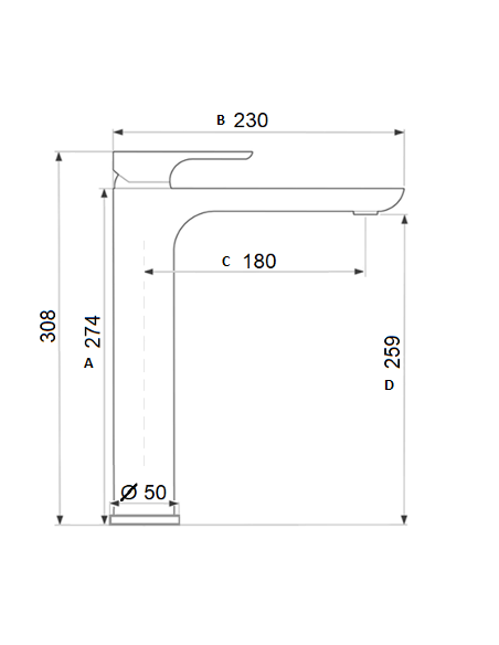 Ceramic sink faucet, tall MG-2362, SALACA - 4