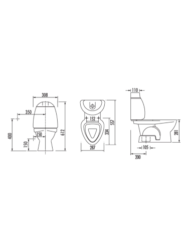KID Bērnu Close Coupled Tualete, S-trap, dekors