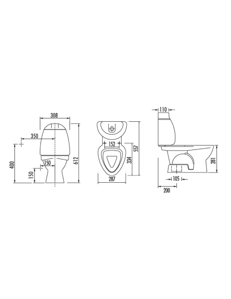 KID Bērnu Close Coupled Tualete, S-trap, balta
