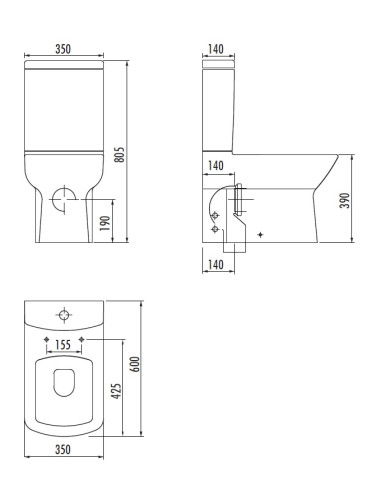 wc kompakts LARA, aizmugure pie sienas, bez sēdekļa (LR360+LR410+099938)
