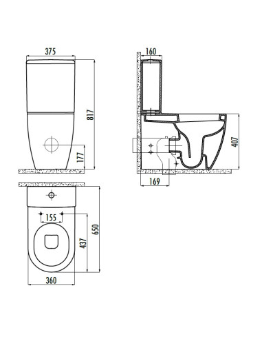 aizmugure pie sienas wc Bezmaksas universālais slazds, dubultā skalošana (MA410+FE360+IT5130)