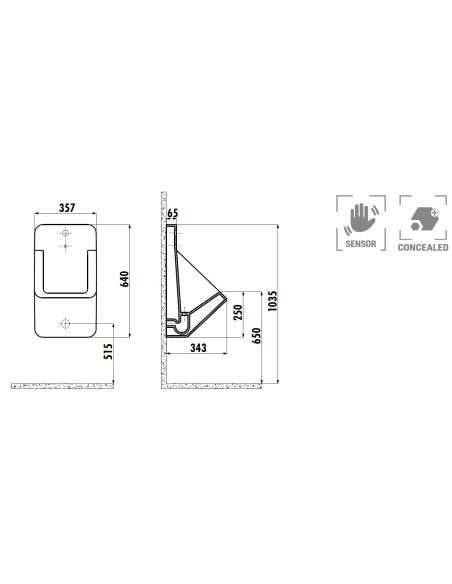 Integrēts pisuārs ar sensoru - antracīta matēts Integrēts pisuārs ar sensoru - antracīta matēts
