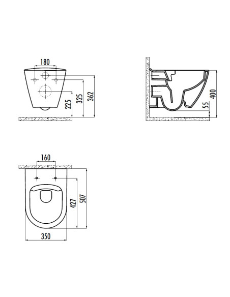 bezmalu sienas wc Terra, balts, sēdekļa pārvalks nav iekļauts