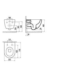sienas tualete Bezmaksas, matēta melna, bez sēdekļa 2